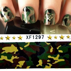 Green Camo - Nail Art Decal - Blue91